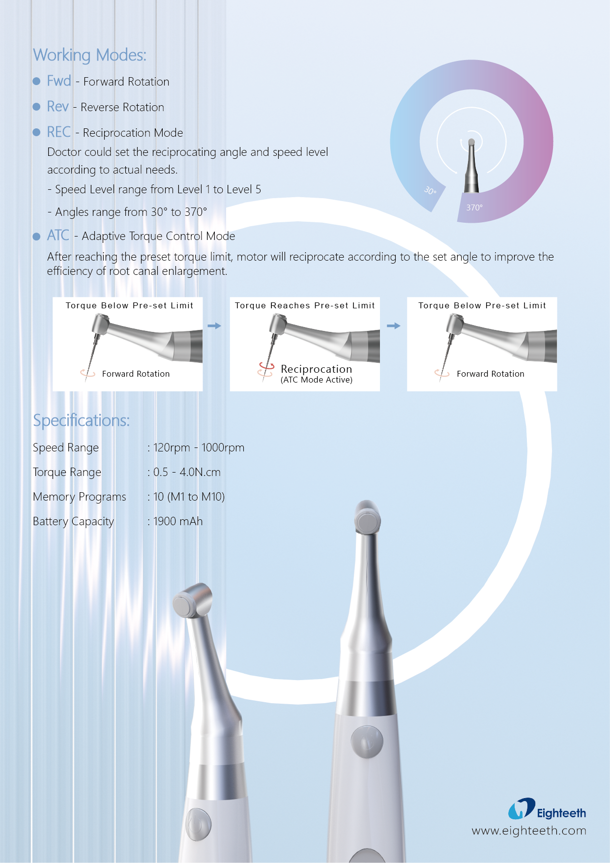 Bevielis endodontinis motoras E-Value