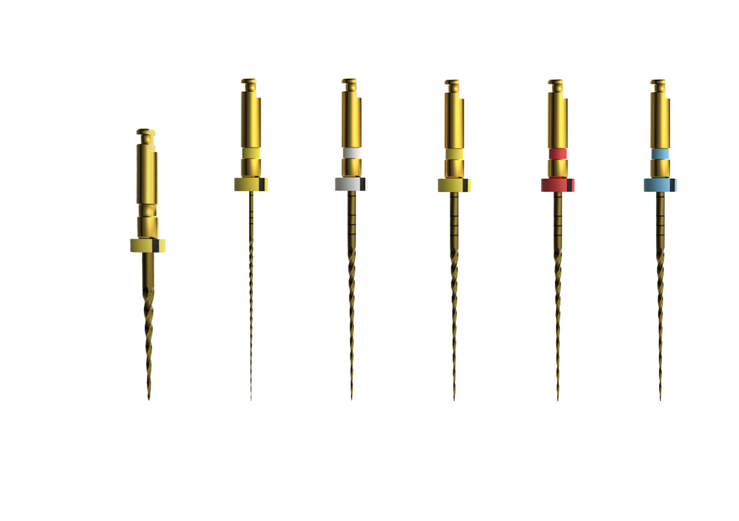Mašininių endodontinių instrumentų rinkinys E-Felx GOLD 25mm (rinkinyje 6 instrumentai)