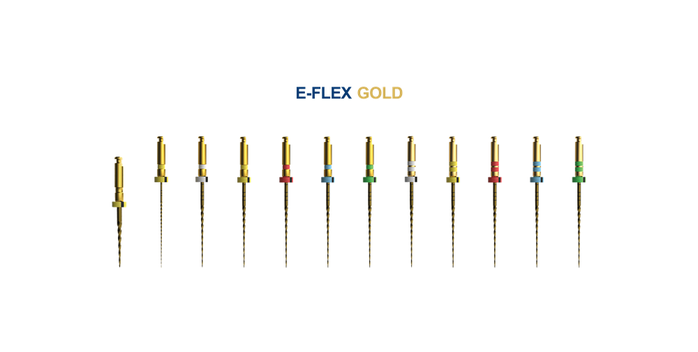 Mašininių endodontinių instrumentų rinkinys E-Felx GOLD 25mm (rinkinyje 6 instrumentai)