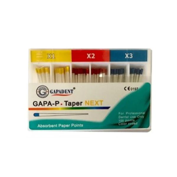 Absorbciniai popieriniai kaiščiai Gapadent GAPA-P Taper Next X1-X5, 100 vnt.