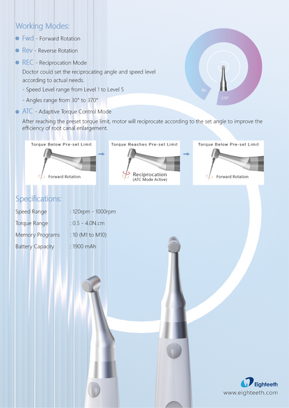 Bevielis endodontinis motoras E-Value