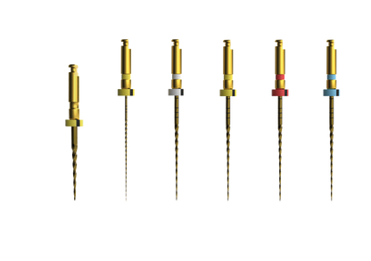 Mašininių endodontinių instrumentų rinkinys E-Felx GOLD 25mm (rinkinyje 6 instrumentai)