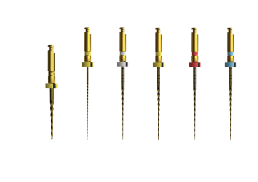 Mašininių endodontinių instrumentų rinkinys E-Felx GOLD 25mm (rinkinyje 6 instrumentai)