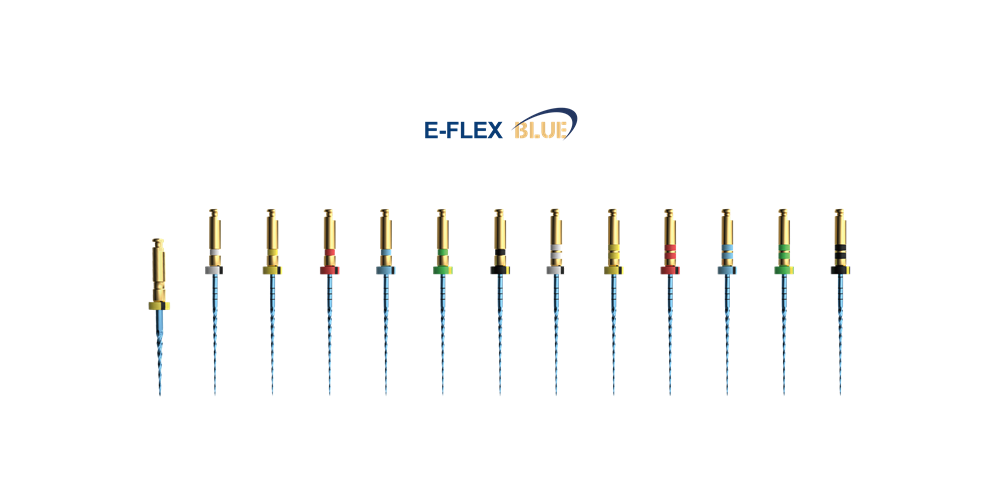 Mašininių endodontinių instrumentų rinkinys E-Felx BLUE 25mm (rinkinyje 6 instrumentai)