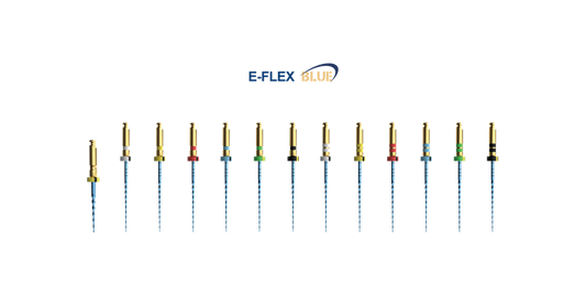 Mašininių endodontinių instrumentų rinkinys E-Felx BLUE 25mm (rinkinyje 6 instrumentai)