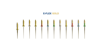 Mašininių endodontinių instrumentų rinkinys E-Felx GOLD 25mm (rinkinyje 6 instrumentai)
